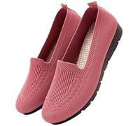 Women's Lightweight Knitted Loafers, Soft Sole Slip-Resistant Mom Orthopedic Loafers for Women Casual Home (Pink,39)