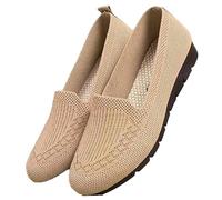 Women's Lightweight Knitted Loafers, Soft Sole Slip-Resistant Mom Orthopedic Loafers for Women Casual Home (Beige,42)