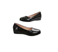 Women's Lightweight Leather Shoes, Womens Comfortable Slip-On Ladies Low Mid Heel Wedge Casual Work Dolly Ballerina Court Shoes (Black,39)