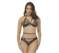 Women's Lingerie Set Lace Perspective Sexy Clothing Low Cut Sex Fashion Erotic Underwear F-Black XL