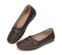 Women's Loafers Classic Leather Orthopedic Leather Shoes, Slip On Casual Comfortable Sneakers Work Office Dress Sneaker Closed Toe Non-Slip Walking Shoes (Coffee,36)