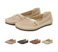 Women's Loafers Slip On Business Casual Loafers Breathable Mesh Flats Shoes Classic Comfort Leather Penny Lightweight Business Work Office Dress Shoes (Apricot,35.5)