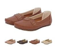 Women's Loafers Slip On Business Casual Loafers Breathable Mesh Flats Shoes Classic Comfort Leather Penny Lightweight Business Work Office Dress Shoes (Brown,37)