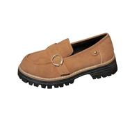 Women's Loafers with Arch Support Casual Slip-On Orthopedic Leather Platform Loafer Comfortable Slip On Sneakers with Chain Non-Slip Walking Boat Shoes Fashion Retro Loafer
