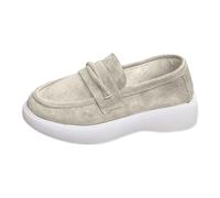 Women's Loafers with Arch Support Casual Slip-On Orthopedic Leather Wedge Loafer Comfortable Slip On Sneakers with Chain Non-Slip Walking Boat Shoes Fashion Retro Pumps