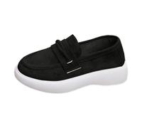 Women's Loafers with Arch Support Casual Slip-On Orthopedic Leather Wedge Loafer Comfortable Slip On Sneakers with Chain Non-Slip Walking Boat Shoes Fashion Retro Pumps