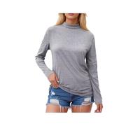 Women's Long Sleeve Mock Neck T-Shirt Solid Color Basic Top Casual Slim Fit tee Soft Stretch Fabric Fall Winter Layering Piece for Daily Wear