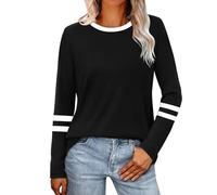 Womens Long Sleeve Shirts Splicing Casual Crew Neck Tops T Shirt Basic tee Fall Fashion Clothes Comfy Outfits