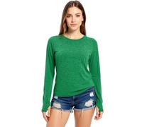 Women's Long Sleeve Workout Shirt with Thumbholes Crew Neck Athletic Running Top Soft Breathable Yoga Tunic for Gym Training Exercise Fitness Wear