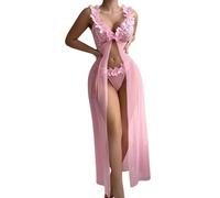 Women's Long Strapless Maxi Dress with Netting and Lace Back For Pure Desire Style Lingerie Skirt Body Faja uctora (Pink, M).