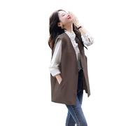 Women's Loose Fit Slimming Blazer Vest Spring Autumn Outerwear Fashionable Chic Jacket Top(Brown Vests,S)
