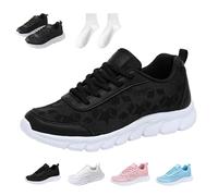 Women's Luxurious Orthopedic Sneakers, Hollow Breathable Mesh Shoes, Soft Sole Arch Support Sports Shoes (Black,37)