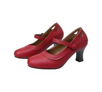 Women's Mary Jane Heels,Closed Toe Block Mid High Court Shoes, Ankle Strap Platform Comfort Pumps for Formal Smart Work Party Footwear