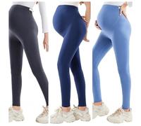 Women's Maternity Leggings Adjustable Waistband/Over The Belly Pregnancy Casual Yoga Tights/Maternity Pants For Pregnancy All Stages. ,Gris Oscuro+Azul Marino+Azul Cielo,SG