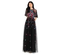 Women's Maxi Dress Ladies Ball Gown for Wedding Guest Short Sleeve Polka Dot Floral Sequin Embellished Prom Occasion, Vestidos,