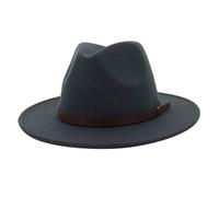 Womens Mens Felt Bowler Boater Hat,Vintage Wide Brim Fedora Hats for Men Women,Unisex Flat Top Buckle Panama Floppy Hats Buckle Belt Fedoras Hat for Church Jazz