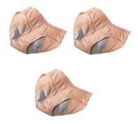 Women'S Menstrual Briefs Cotton Period Panties Heavy Flow Extra Protection Postpartum Absorbent Underwear Teenage Girls Hipster Panty Soft Knickers Pack Of 3 Apricot Xl