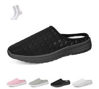 Women's Mesh Knit Mule Sneakers,Slip-on Backless Walking Shoes,Lightweight Breathable Casual Slippers for Daily Wear(Black,40 EU)