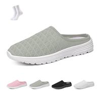 Women's Mesh Knit Mule Sneakers,Slip-on Backless Walking Shoes,Lightweight Breathable Casual Slippers for Daily Wear(Grey,39 EU)