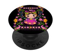 Womens Mexican Doll Mazahua Lele Maria PopSockets PopGrip Adhesivo