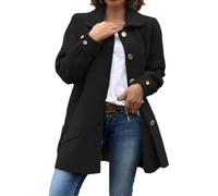 Womens Mid Length Pea Coat Single Breasted Bow Detail Fall Winter Outerwear | Textured Finish Gold Tone Buttons Front Patch Pockets Side Bow Accents Easy Layering Clean Lines Everyday Style For Cool Days