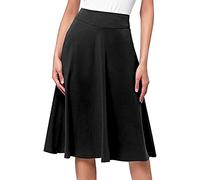 Women's Midi Pencil Skirt Ladies Stretch School Uniform Bodycon Swing Pleated Skirts Ladies Elastic Waist Work Office Slit Knee Length Dresses Slim Fit Party Club Pencil Skirts