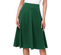 Women's Midi Pencil Skirt Ladies Stretch School Uniform Bodycon Swing Pleated Skirts Ladies Elastic Waist Work Office Slit Knee Length Dresses Slim Fit Party Club Pencil Skirts