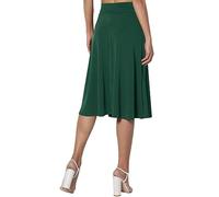 Women's Midi Pleated Skirt Ladies Stretch School Uniform Bodycon Pencil Swing Skirts Ladies Work Office Slit Knee Length Slim Fit Party Club Skirts