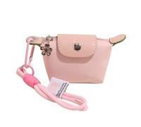 Women's Mini Nylon Dumpling Coin Purse, Detachable Nylon Wrist Strap Coin Purse for Cards Keys and Coins (Pink)