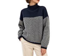 Women's Mock Neck Color Block Herringbone Knit Loose Fall Winter Pullover | Mock Neck Pullover Sweater for Women,Long Sleeve,Thick Knit Construction,Relaxed Fit Soft for Fall Winter Daily Casual Outfit