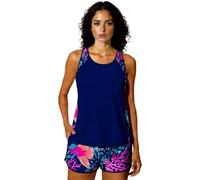 Women's Modest Two-Piece Tankini Swimsuit Set with Tummy Control, Beach Vacation Bathing Suit Featuring Tank Top and Palm Tree Print Shorts