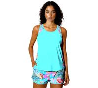 Women's Modest Two-Piece Tankini Swimsuit Set with Tummy Control, Beach Vacation Bathing Suit Featuring Tank Top and Palm Tree Print Shorts