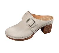 Womens Mule Slippers Block Heel Wedge Sandals Wide Fit Clogs with Arch Support Ladies Orthopedic Sandal Summer Sliders Soft Cushioned Insole Slip on Closed Toe Platform Slippers for Beach Walking