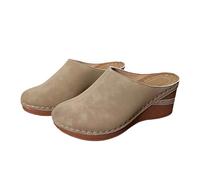 Womens Mules Closed Toe Clogs,Wide Fit Wedge Sandals Lightweight Breathable Orthopedic Shoes with Arch Support Ladies Outdoor Slip On Mule Walking Slider