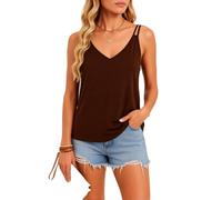 Women's Navy Blue V Neck Camisole Tank Top Summer Casual Loose Fit Sleeveless Blouse Double Strap Basic Undershirt for Layering Beach Vacation