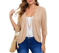 Women's Open Front Cardigan Lightweight Knit Sweater 3/4 Sleeve Casual Drape Coat Longline Boyfriend Blazer for Fall Winter Spring Daily Wear