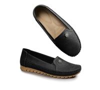 Women's Orthopedic Leather Loafers Orthopedics Slip On Shoes Stylish Orthopedic Leather Shoes (Black,38)