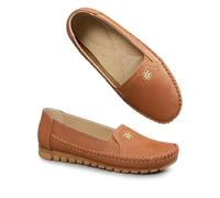 Women's Orthopedic Leather Loafers Orthopedics Slip On Shoes Stylish Orthopedic Leather Shoes (Brown,40)