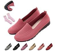 Women's Orthopedic Loafers Slip On Walking Shoes - Breathable Knit Mesh & Non-Slip Soft Sole, Lightweight Arch Support Comfort Flats for Work Travel (Pink,38)