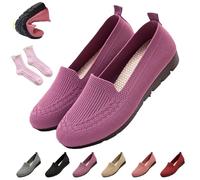 Women's Orthopedic Loafers Slip On Walking Shoes - Breathable Knit Mesh & Non-Slip Soft Sole, Lightweight Arch Support Comfort Flats for Work Travel (Purple,42)