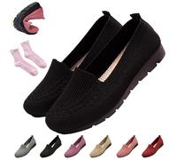 Women's Orthopedic Loafers Slip On Walking Shoes - Breathable Knit Mesh & Non-Slip Soft Sole, Lightweight Arch Support Comfort Flats for Work Travel (Black,44)