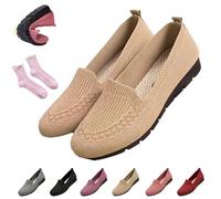 Women's Orthopedic Loafers Slip On Walking Shoes - Breathable Knit Mesh & Non-Slip Soft Sole, Lightweight Arch Support Comfort Flats for Work Travel (Khaki,37)