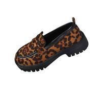 Women's Orthopedic Loafers with Arch Support Womens Leopard Print Wide Fit Slip On Platform Walking Shoes Casual Non-Slip Penny Boat Deck Shoes for Outdoor Party