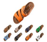 Womens Orthopedic Sandals Block Heel Arch Support Sandals for Women Anti Slip Open Toe Faux Leather Heeled Mules with Memory Foam Wide Fit Sports Slides Holiday Summer Clogs for Beach Holiday