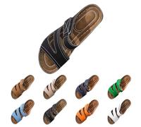 Womens Orthopedic Sandals Block Heel Arch Support Sandals for Women Anti Slip Open Toe Faux Leather Heeled Mules with Memory Foam Wide Fit Sports Slides Holiday Summer Clogs for Beach Holiday