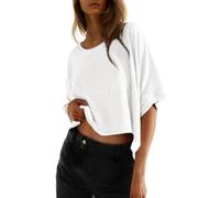 Women's Oversized Batwing Sleeve T-Shirt Summer Casual Loose Fit Short Sleeve Top Asymmetric Hem Twist Design tee Shirt for Daily Wear