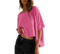 Women's Oversized Batwing Sleeve T-Shirt Summer Casual Loose Fit Short Sleeve Top Asymmetric Hem Twist Design tee Shirt for Daily Wear