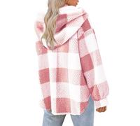 Women's Oversized Sherpa Jacket - Fuzzy Fleece Hooded Outerwear with Full Zip for Fall and Winter Comfort