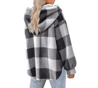 Women's Oversized Sherpa Jacket - Fuzzy Fleece Hooded Outerwear with Full Zip for Fall and Winter Comfort