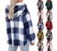 Women's Oversized Sherpa Jacket - Fuzzy Fleece Hooded Outerwear with Full Zip for Fall and Winter Comfort
